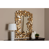 Baxton Studio RXW-6160 Idalia Modern and Contemporary Antique Gold Finished Butterfly Accent Wall Mirror